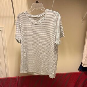 Green Envelope Black and White Striped Tee